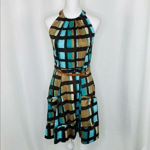 New Jessica Simpson Plaid Fit & Flare Halter Dress